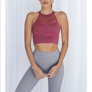 Astoria live lux mesh crop in plum red